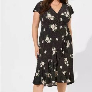 Midi Studio Knit Surplice Wrap Dress